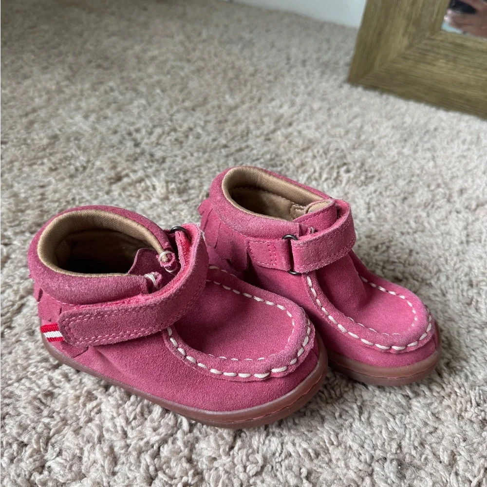 Hanna Andersson Haskell Pink Suede Genuine Leather Boho Moccasin Boots